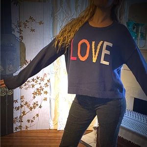 NWT Z Supply Blue Sweater “LOVE” warm, long sleeves